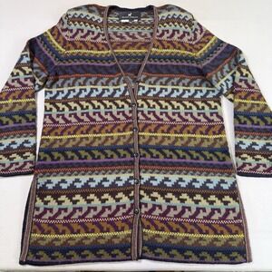 Peruvian Connection 100% Alpaca Cardigan Sweater Womens Large Button Front EUC